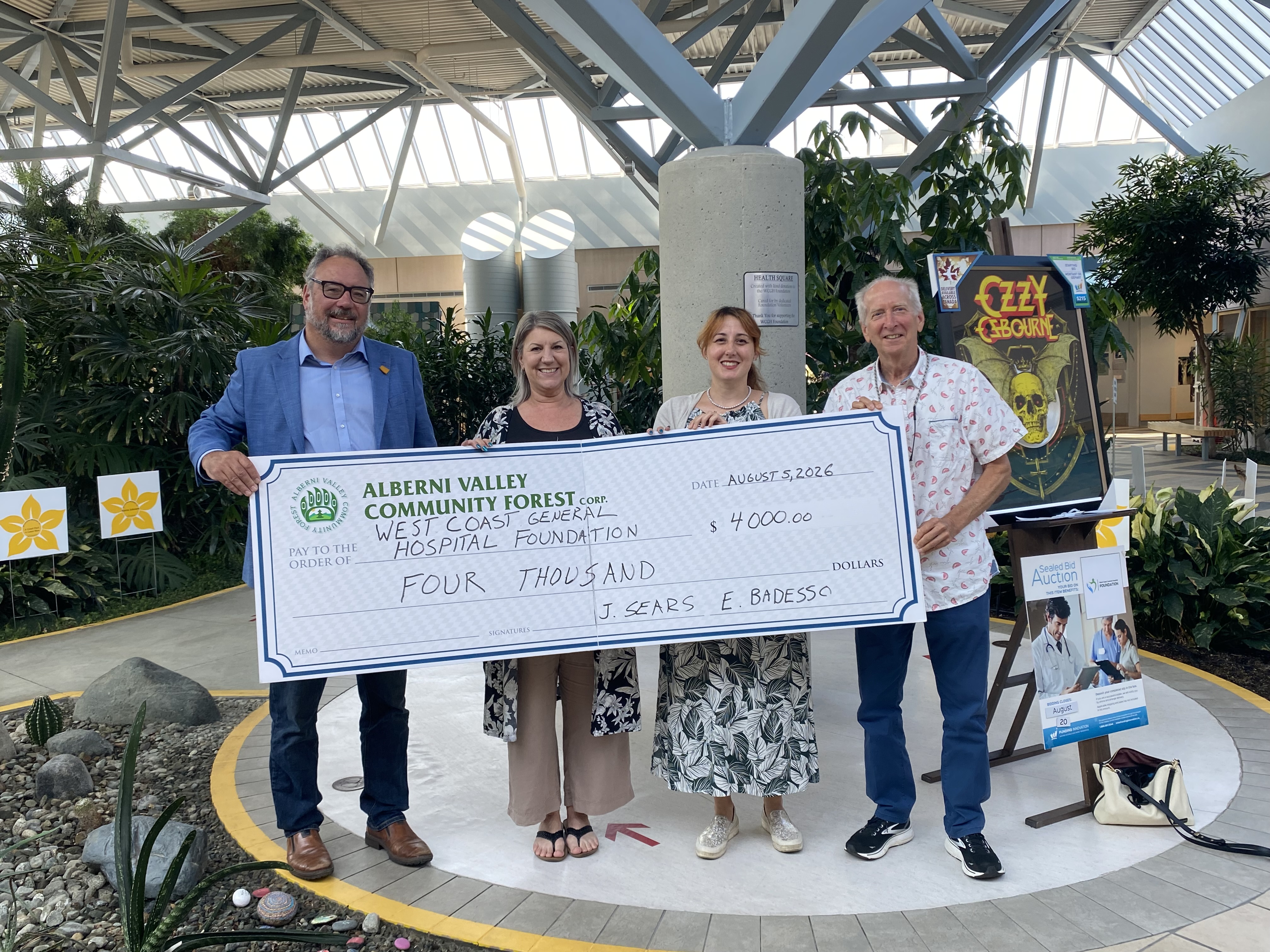 West Coast General Hospital Donation Cheque